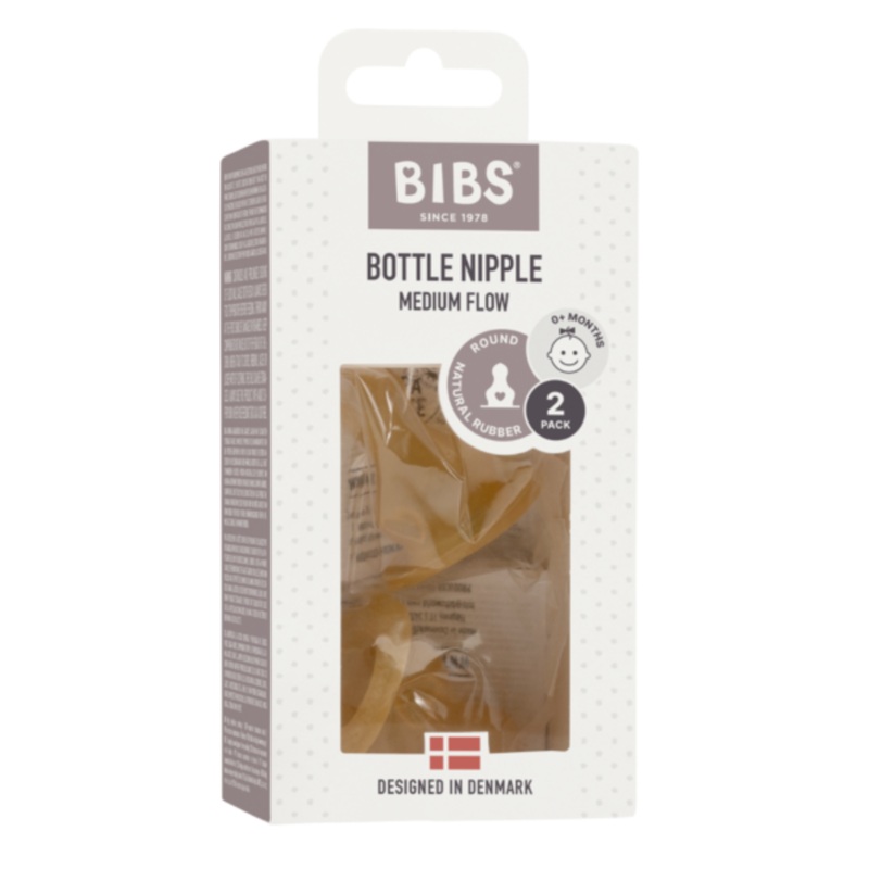 BIBS Bottle Nipple 2 PACK Latex Medium Flow