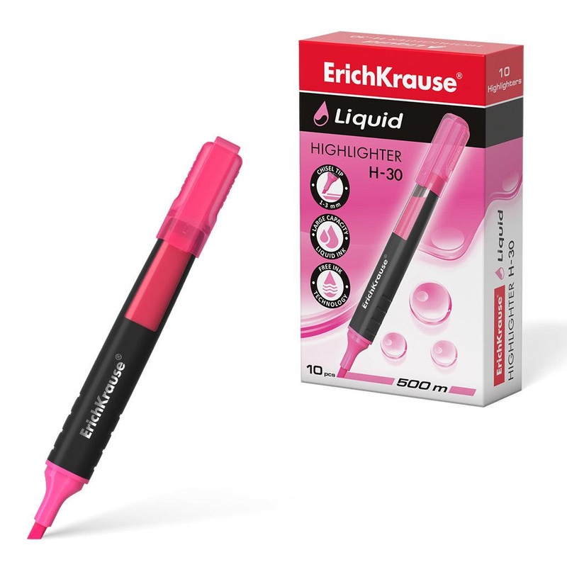 Highlighter ErichKrause Liquid H-30, ink color: pink