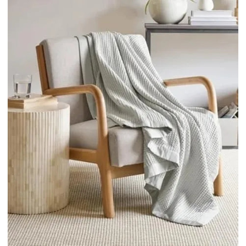Jennifer Adams Gray Cotton Waffle Throw – 60″ x 70″
