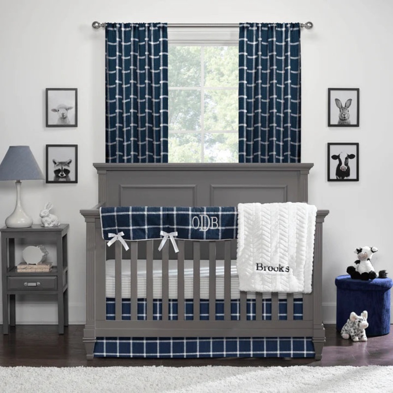 Liz & Roo Farmhouse Plaid Bumperless 4-pc Crib Bedding
