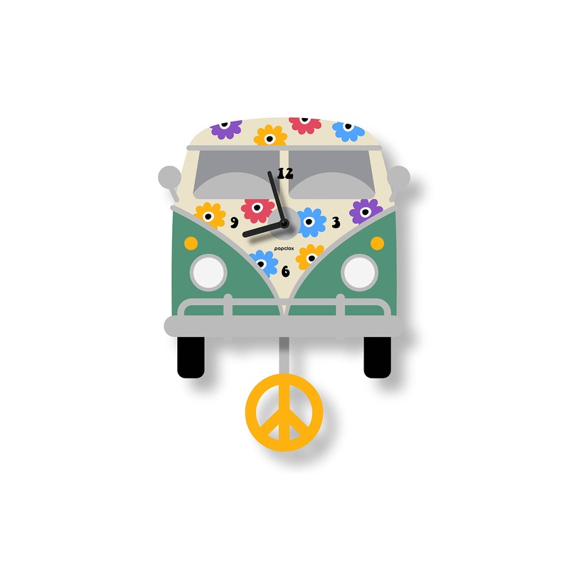 Popclox Peace Bus Pendulum Clock – Wood