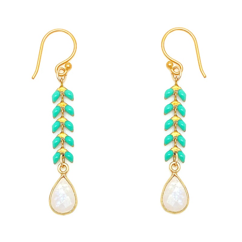 Bronwen Enamel Cascade Drop Earrings – Aqua
