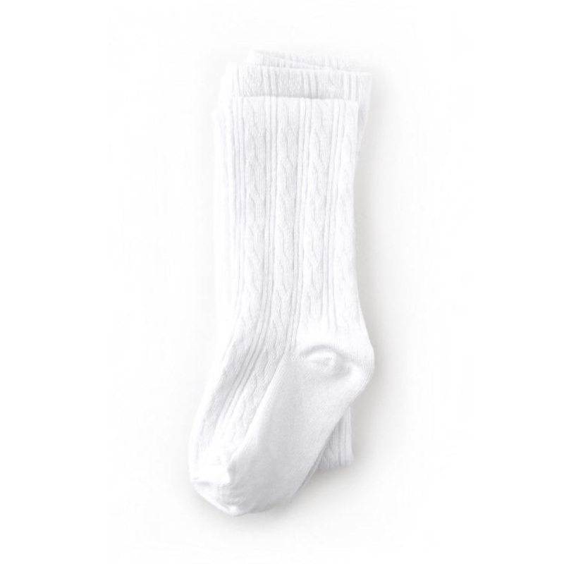 Cable Knit Tights – White