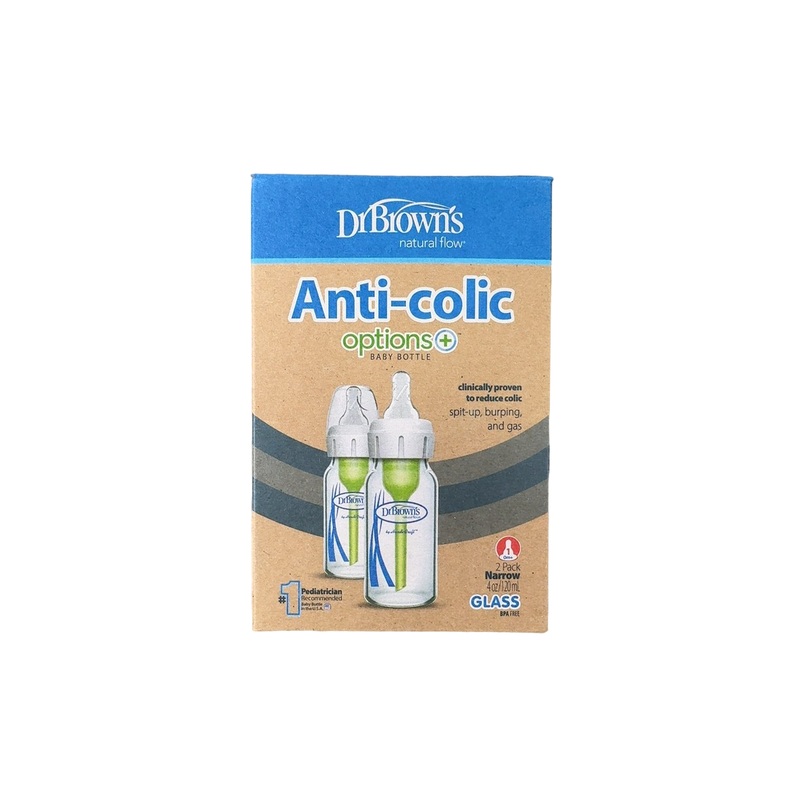 Dr. Brown’s Options+ Anti-colic Narrow Glass Bottles 2-Pack, 4 oz/120 ml