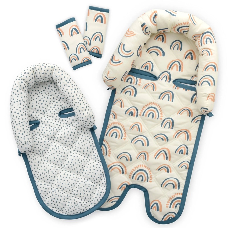 Duo Car Seat Head Support and Strap Cover – Car Seat Insert for Baby – Rainbow