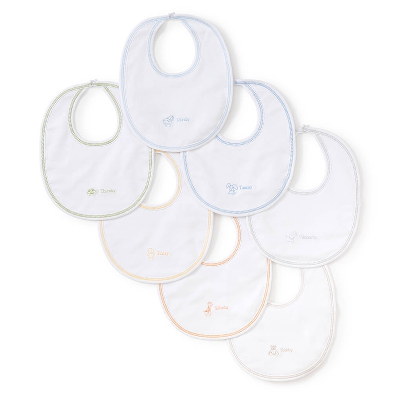 Kissy Kissy Embroidered Bib Set Days of the Week Boy