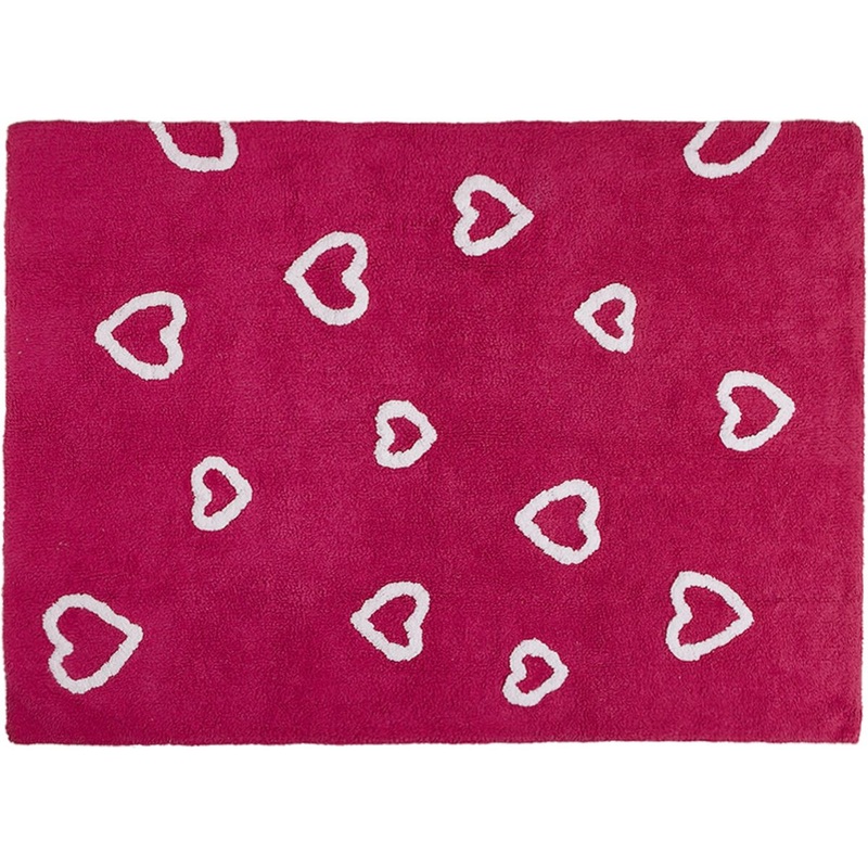 Lorena Canals Hearts Rug – Fucshia (4′ x 5′ 3″)