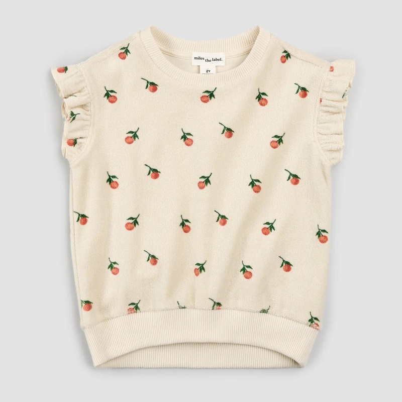 Orange Print Terry Cloth Top