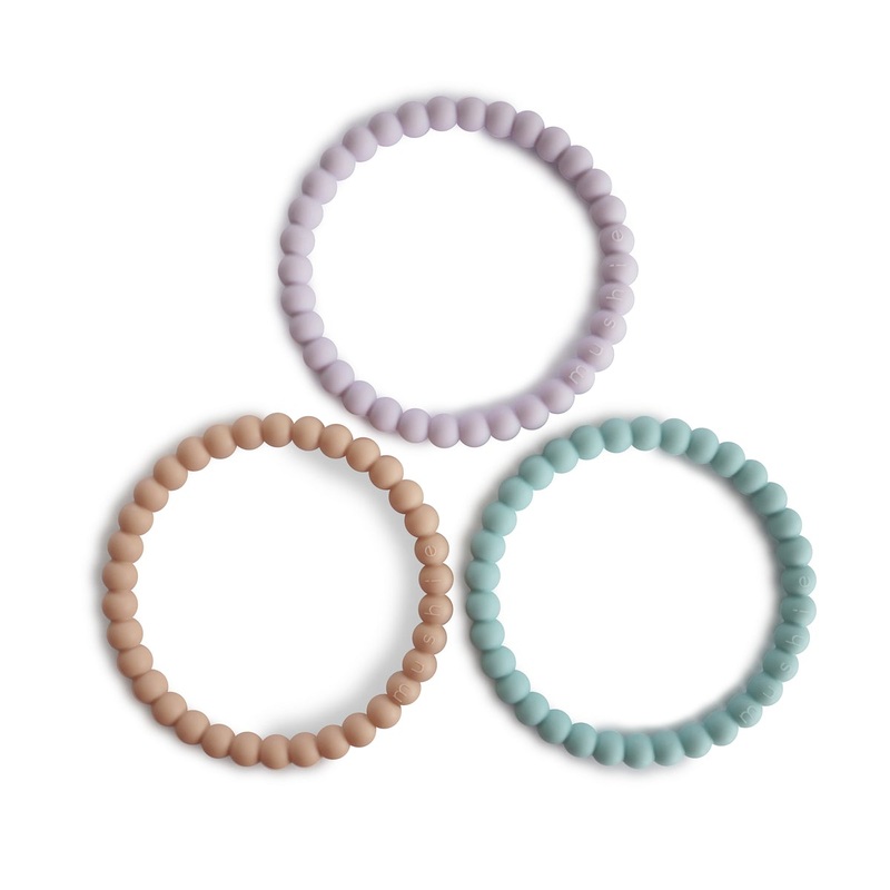 Pearl Teething Bracelet 3 Pack – Lilac/Cyan/Soft Peach