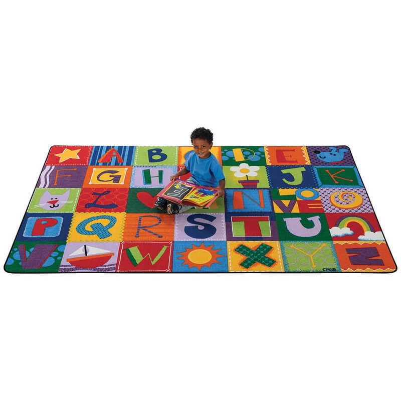 Toddler Alphabet Blocks Rug (6′ x 9′ Rectangle) (Primary Colors)