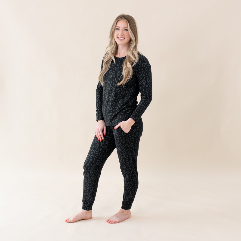 Women’s Jogger Pajama Set in Midnight Leopard