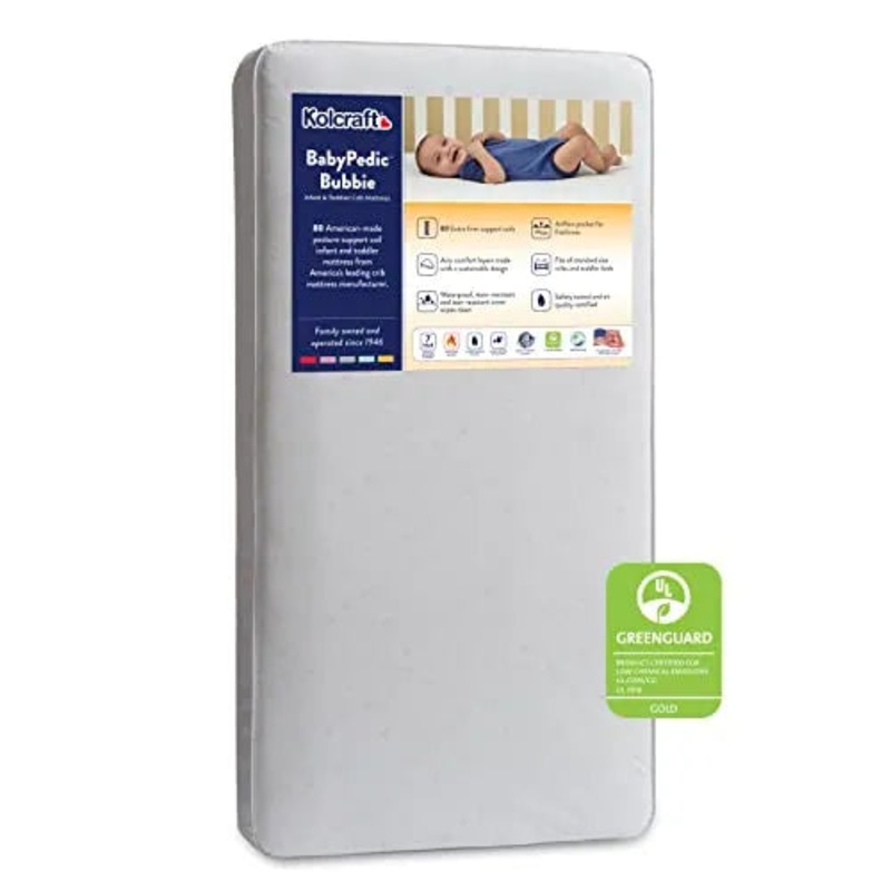 BabyPedic Bubbie Extra Firm Waterproof Baby Crib Mattress and Toddler Bed Mattress