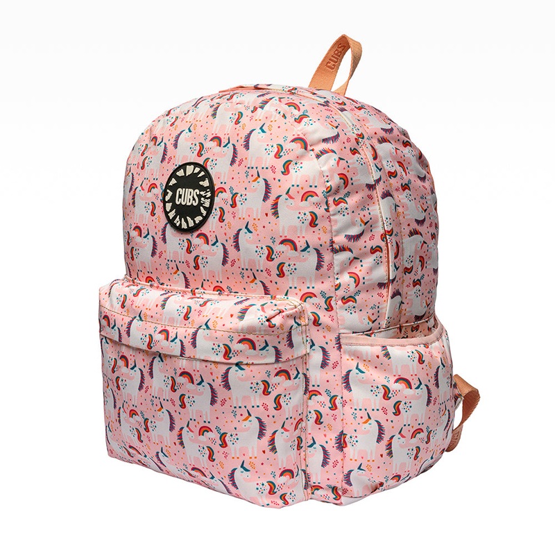 Cubs Peach Unicorns & Rainbows Backpack 16 Inch