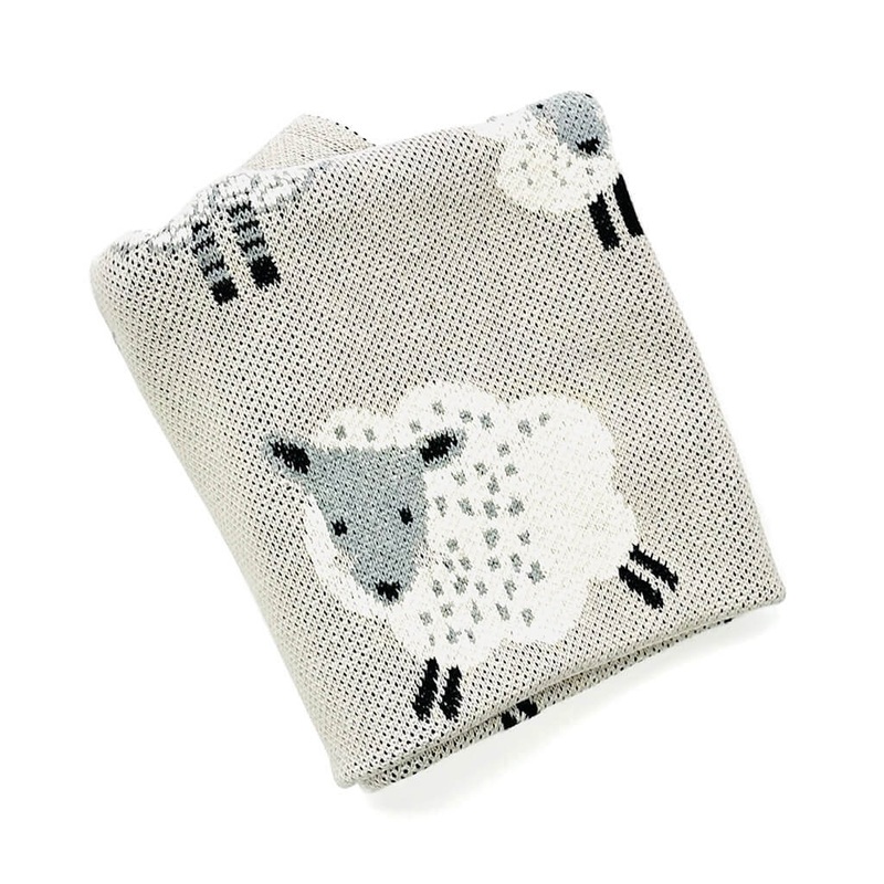 Jacquard Knit Baby Blanket Happy Sheep