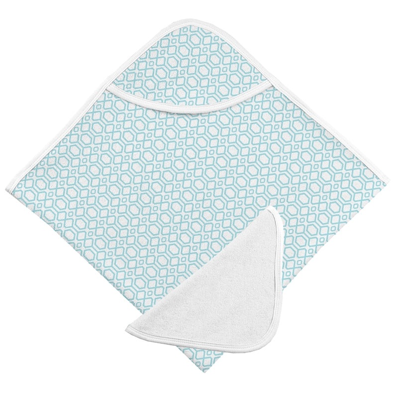 Kushies Hooded Towel & Washcloth – Turquoise Octagon