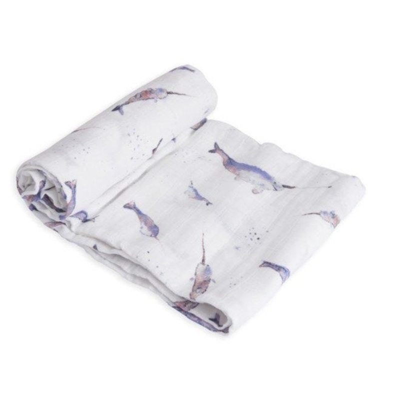 Little Unicorn Cotton Muslin Single Swaddle – Narwhal