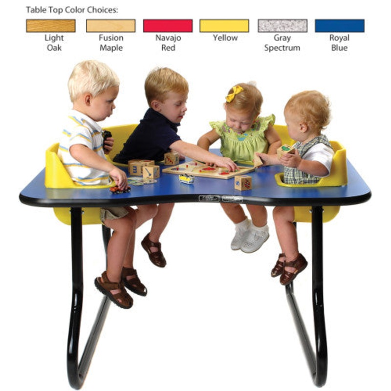 4-Seat Toddler Table, Yellow Table Top with Red Seats