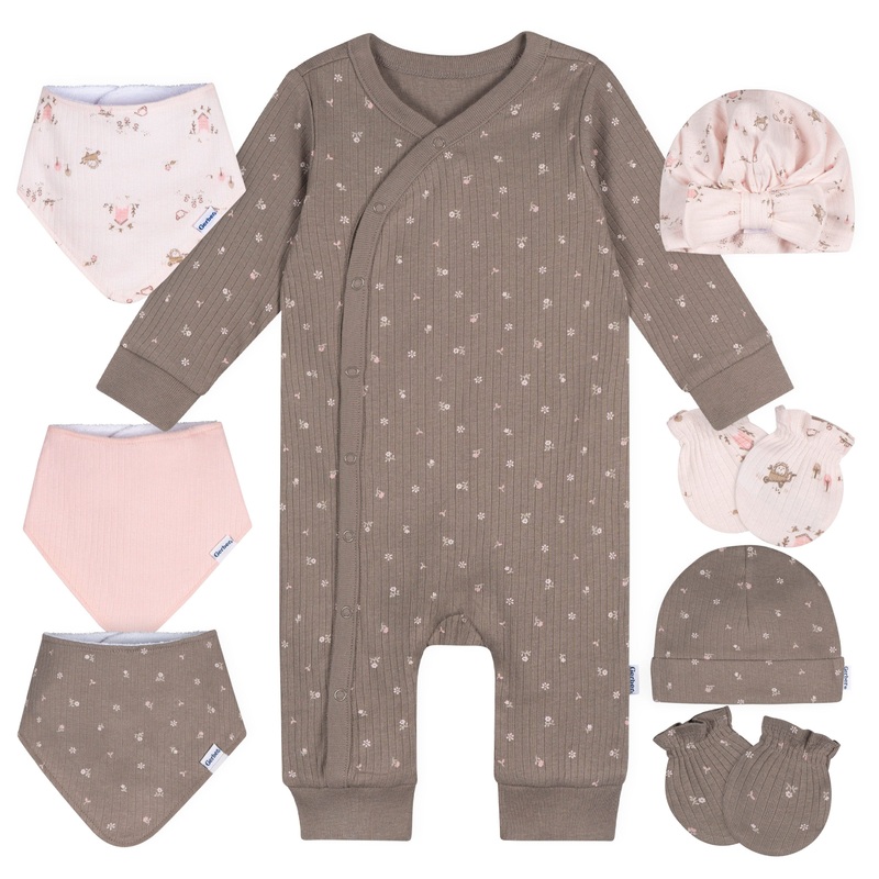 8-Piece Baby Girls Garden Footless Pajama and Accessories Bundle