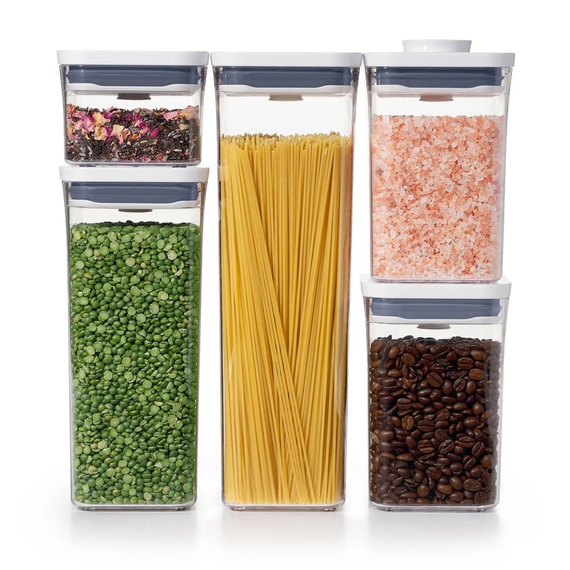 POP 5pc Plastic Airtight Food Storage Container Set White (See Description)