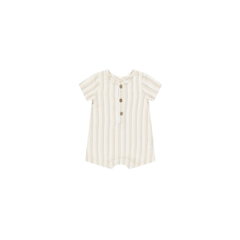 Quincy Mae Short Sleeve Woven Romper – Summer Stripe