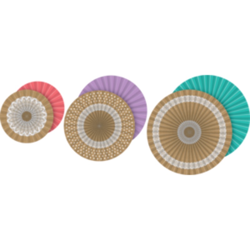 Shabby Chic Burlap Hanging Paper Fans(C)