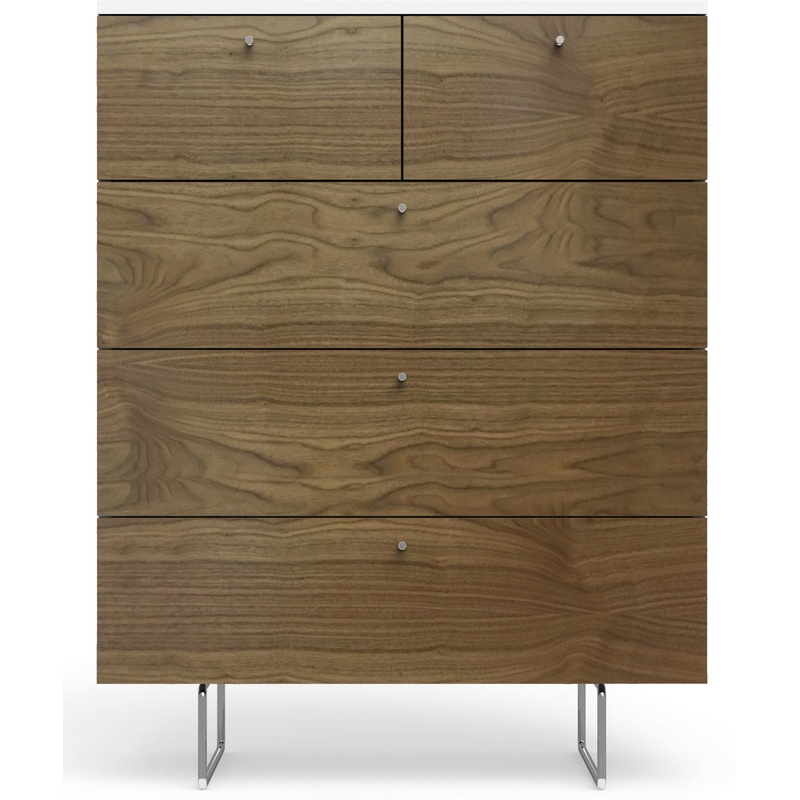 Spot On Square Alto 5 Drawer Dresser – White/Walnut