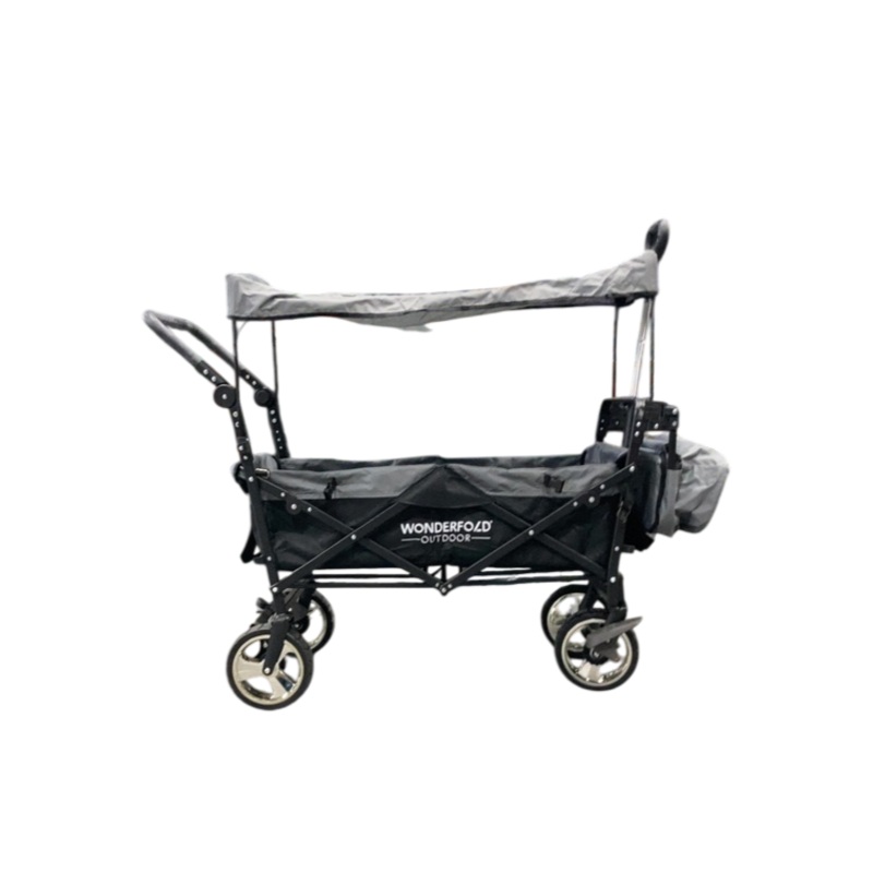 Wonderfold S4 Push & Pull Premium Utility Folding Wagon with Canopy, Black, S Series