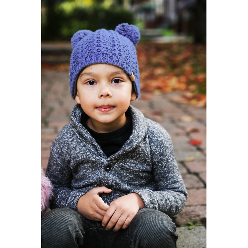Beanie With Poms – Blue
