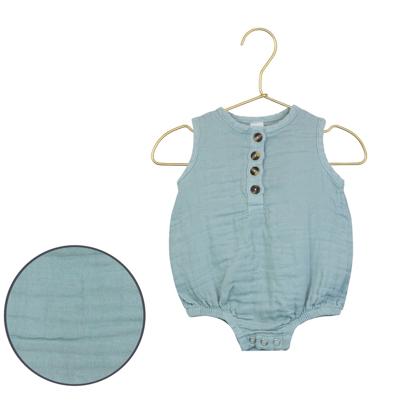 Cloud Muslin Bubble Romper – Steel