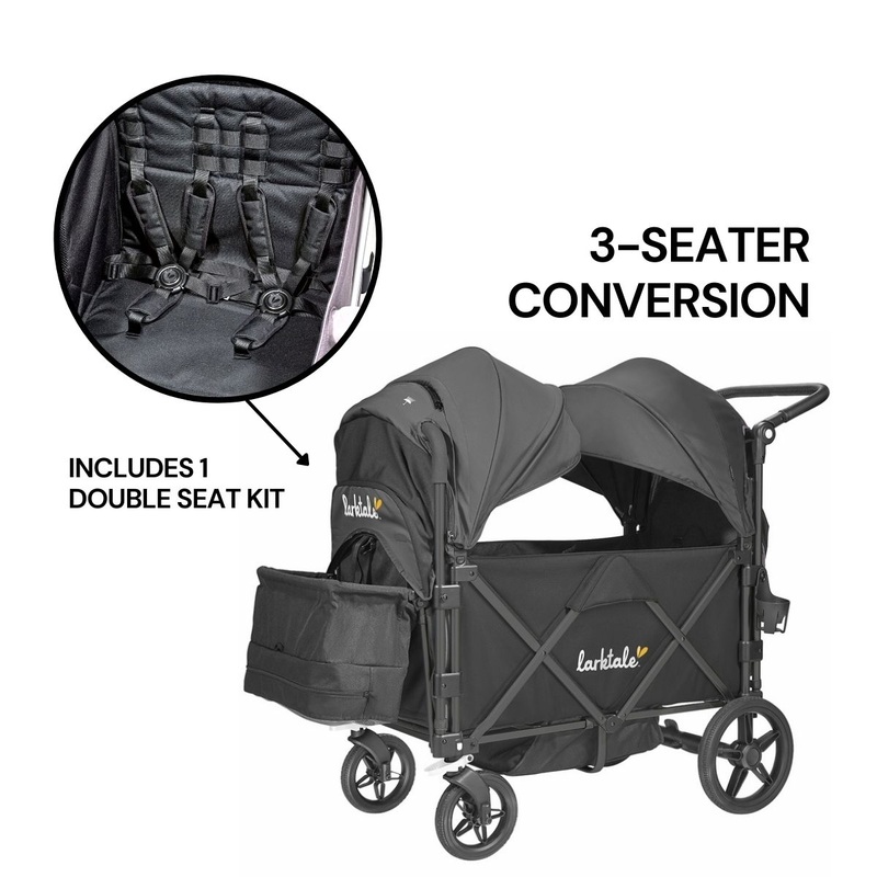 Larktale Caravan (3 Seater) Stroller Wagon Complete Bundle – Byron Black / Byron Black