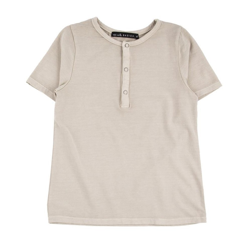 Miki Miette – Short Sleeve Henley Tee – Mushroom