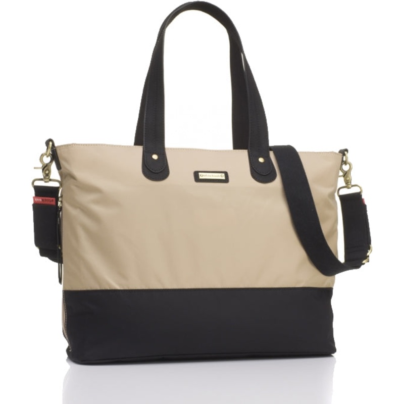 Storksak Color Block Tote Diaper Bag – Champagne/Black