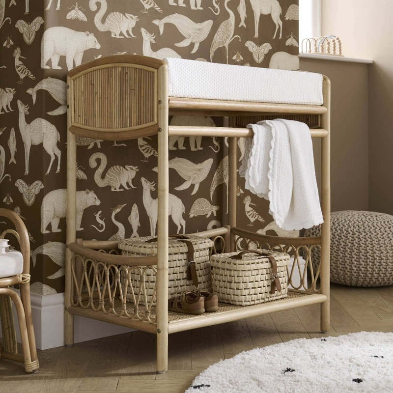 CuddleCo – Aria Wave Changer with Hanging Rail – Rattan