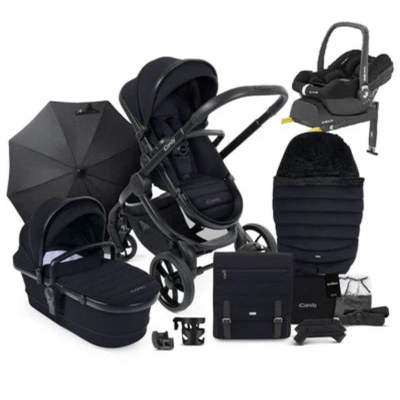 iCandy Peach 7 Maxi Cosi Cabriofix i-Size Travel System Bundle – Jet / Black Edition