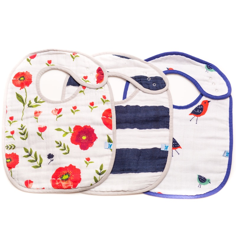 Little Unicorn Cotton Classic Bib 3-Pack – Summer Poppy