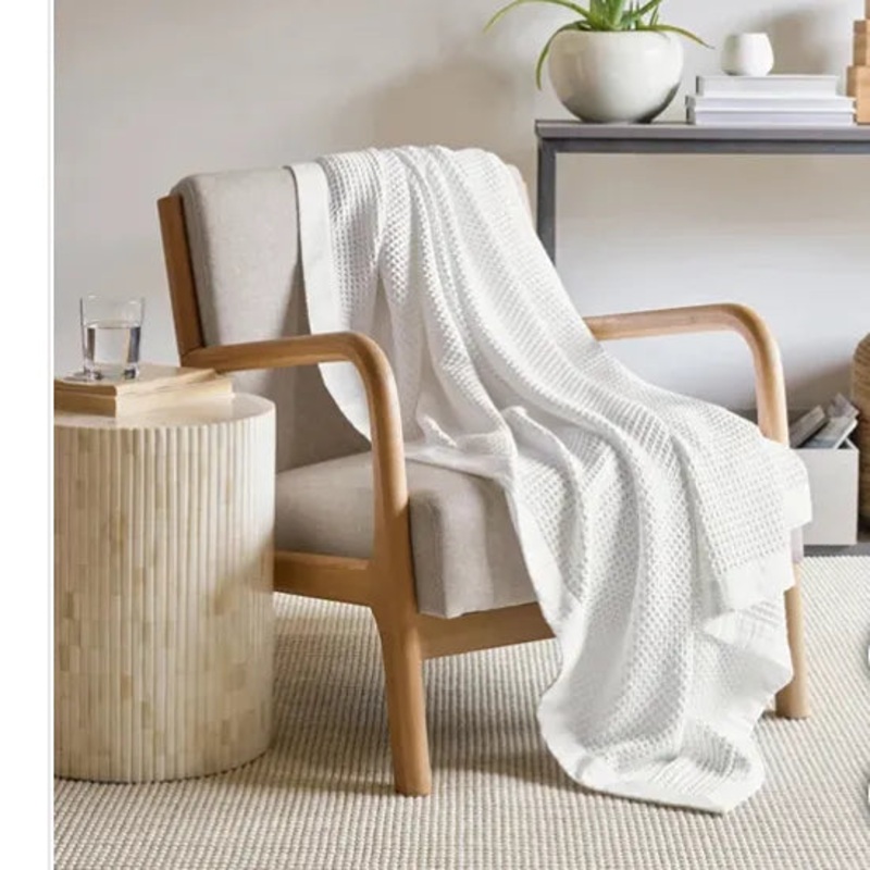 Luxurious Cotton Waffle Throw by Jennifer Adams
