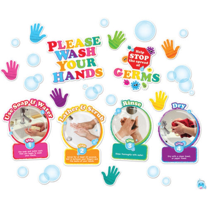 Smart Poly, Mini Bulletin Board Set, Healthy Bubbles Washing Your Hands Set