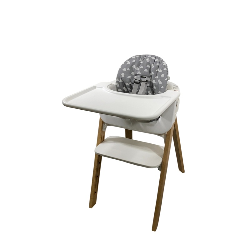Stokke Complete Steps High Chair, White Seat Natural Legs