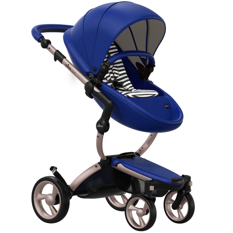 Mima 2019 Xari Complete Stroller, Rose Gold – Royal Blue / Black & White