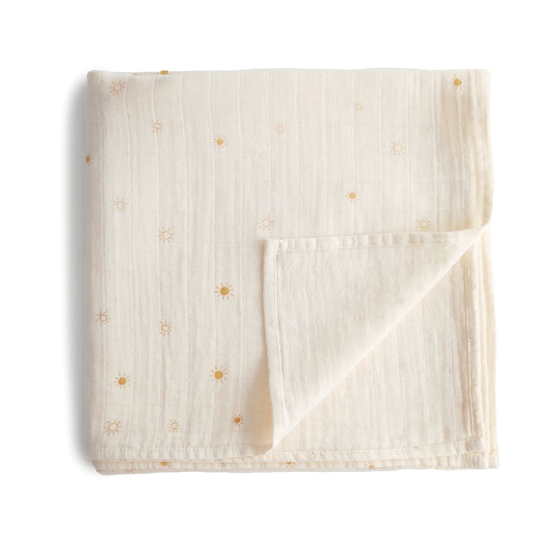 Mushie Muslin Swaddle Blanket Organic Cotton – Sun