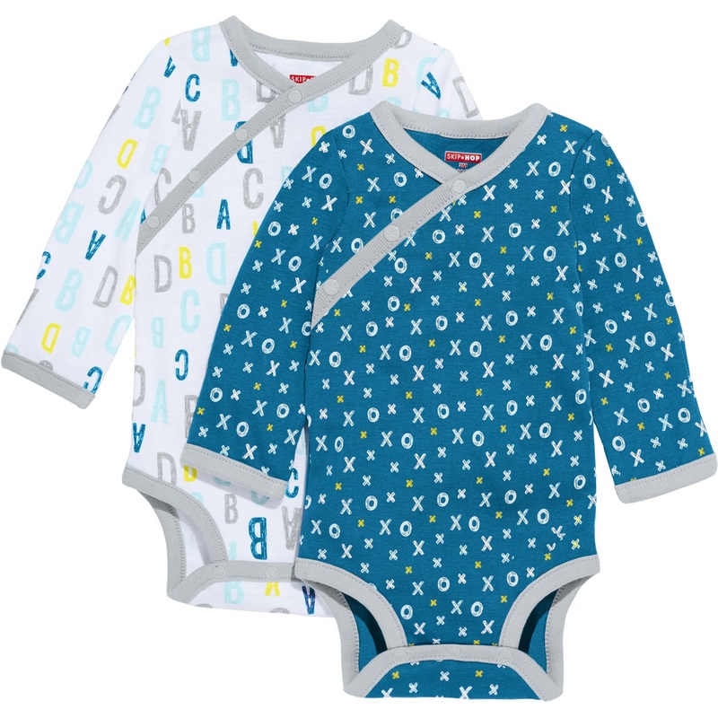 Skip Hop ABC-123 Long Sleeve Bodysuit Set, 2-Pack – Blue (3 Months)