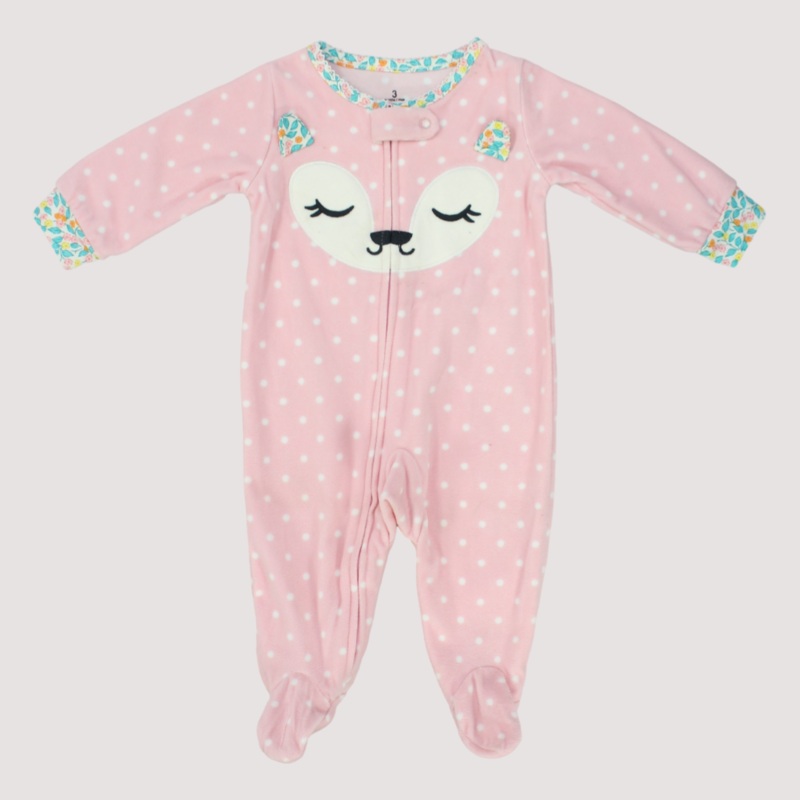 Fox Head Long-Sleeved Baby Footie
