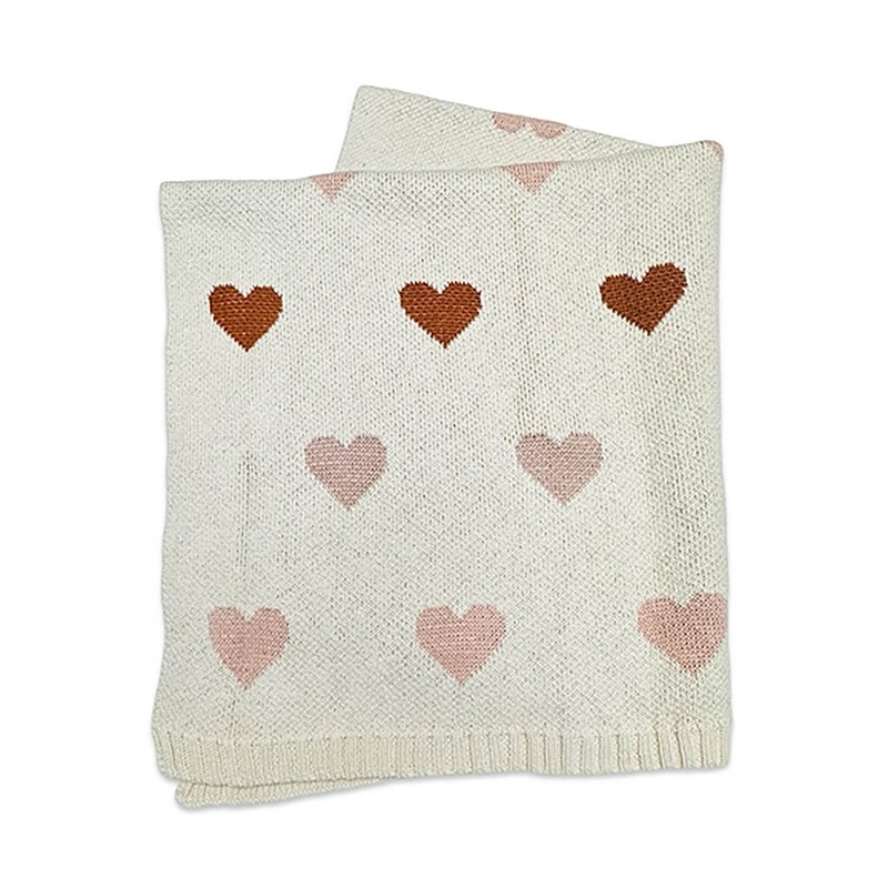 Jacquard Knit Blanket Loving Hearts