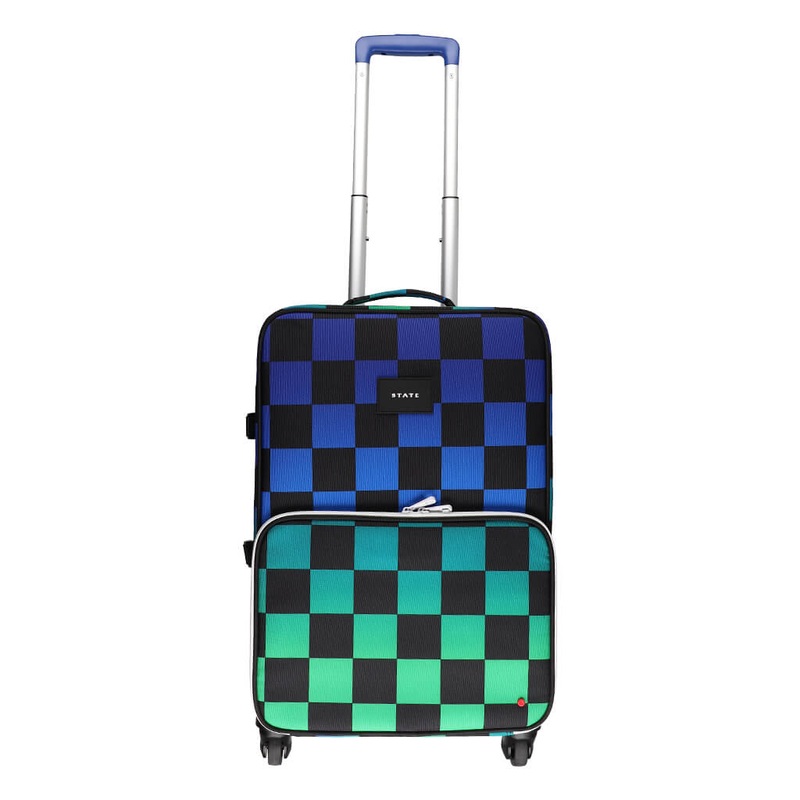 Logan Carry-On Suitcase Blue Checkerboard