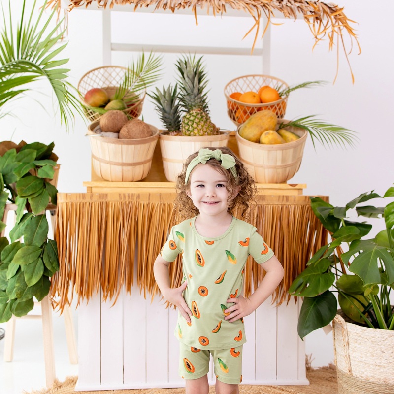 Short Sleeve Pajamas in Papaya