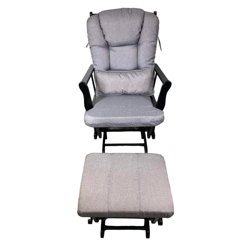 Stork Craft Tuscany Glider And Ottoman, Black/Gray Swirl
