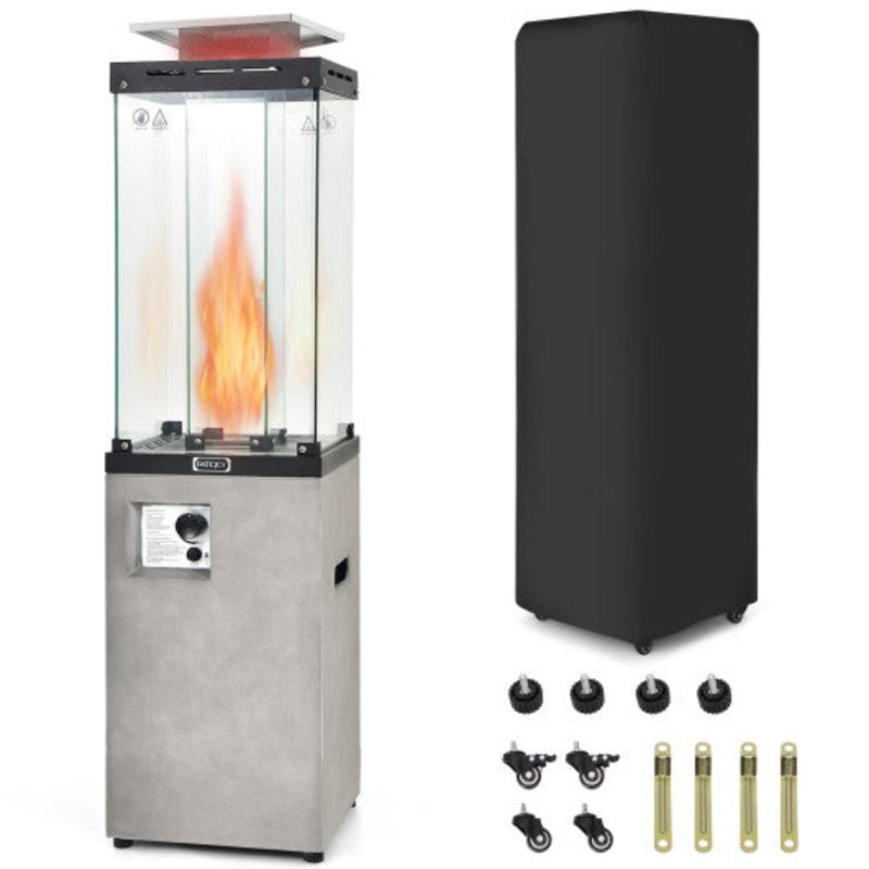41 000 BTU Propane Patio Heater With Metal Hood-Gray