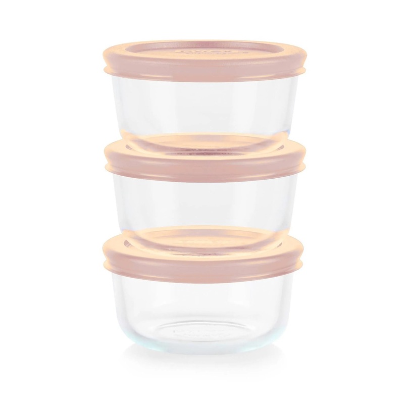 6pc 1c Round Glass Food Storage Container Set Rosewater
