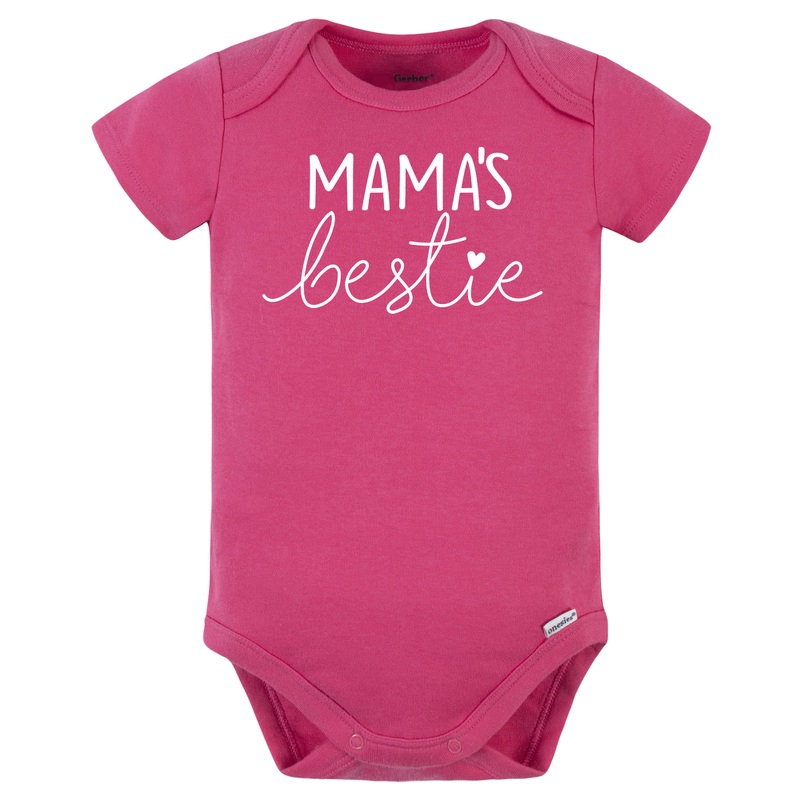 Baby Girls “Mama’s Bestie” Short Sleeve Onesies Bodysuit