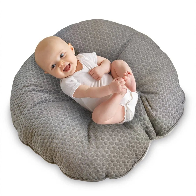 Boppy Preferred Newborn Lounger Gray Pennydot and Watercolor Stripes
